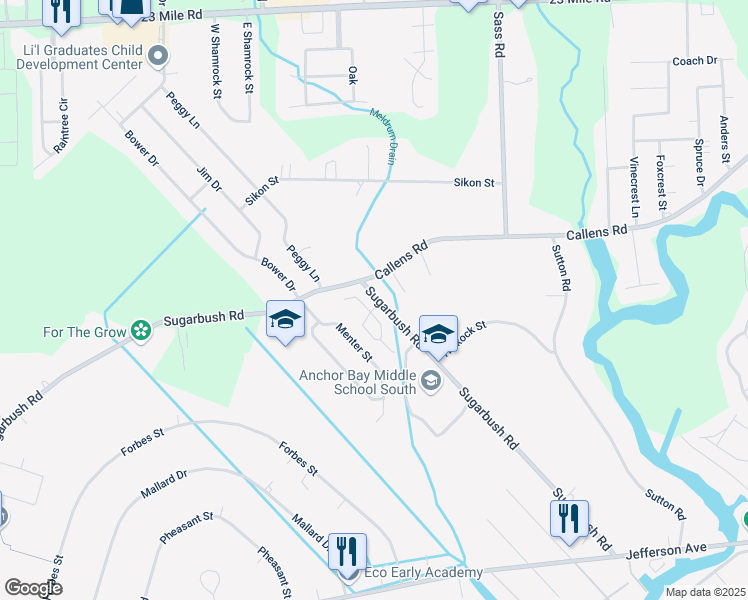 map of restaurants, bars, coffee shops, grocery stores, and more near 48520 Sugarbush Road in New Baltimore