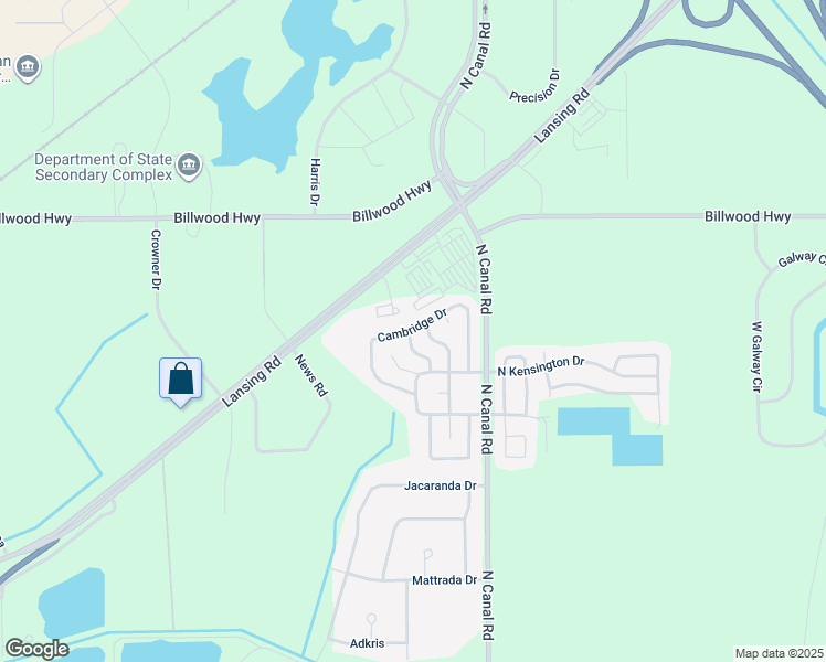 map of restaurants, bars, coffee shops, grocery stores, and more near 285-301 Cambridge Drive in Windsor Charter Township