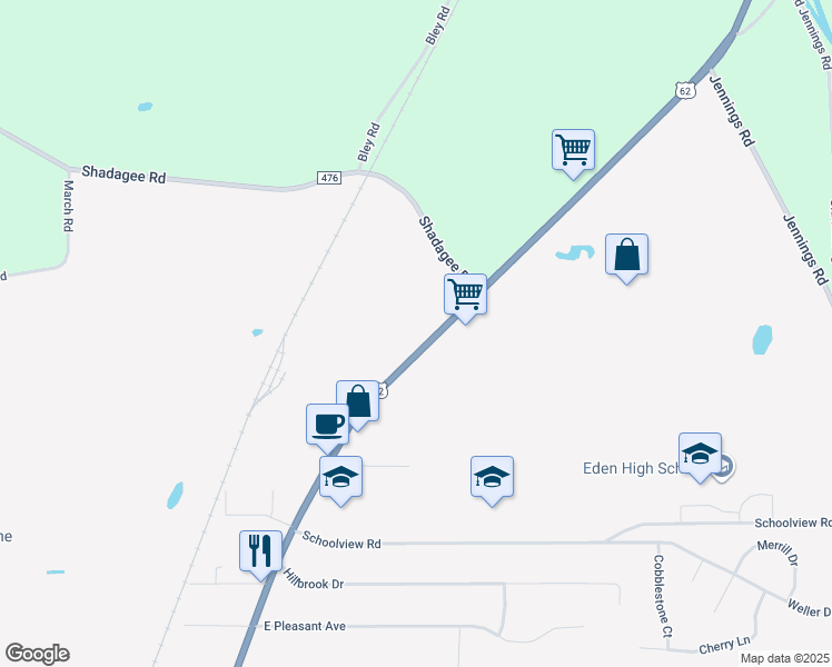 map of restaurants, bars, coffee shops, grocery stores, and more near 8122 N Main St in Eden
