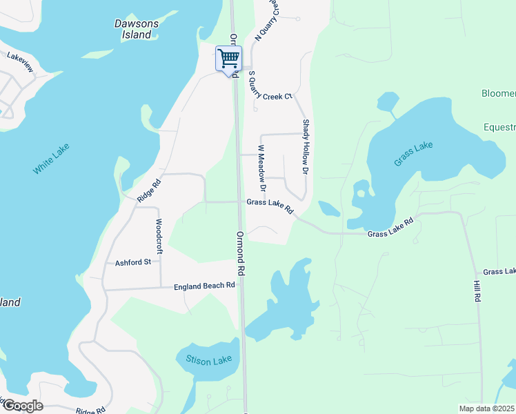 map of restaurants, bars, coffee shops, grocery stores, and more near 4576 Grass Lake Road in Oakland County