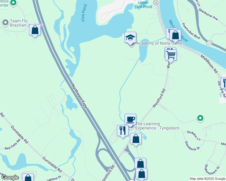 map of restaurants, bars, coffee shops, grocery stores, and more near in Tyngsborough