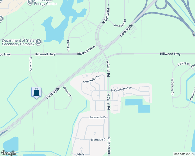 map of restaurants, bars, coffee shops, grocery stores, and more near 285-301 Cambridge Drive in Windsor Charter Township