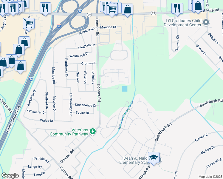 map of restaurants, bars, coffee shops, grocery stores, and more near 29111 Timber Woods Drive in New Baltimore