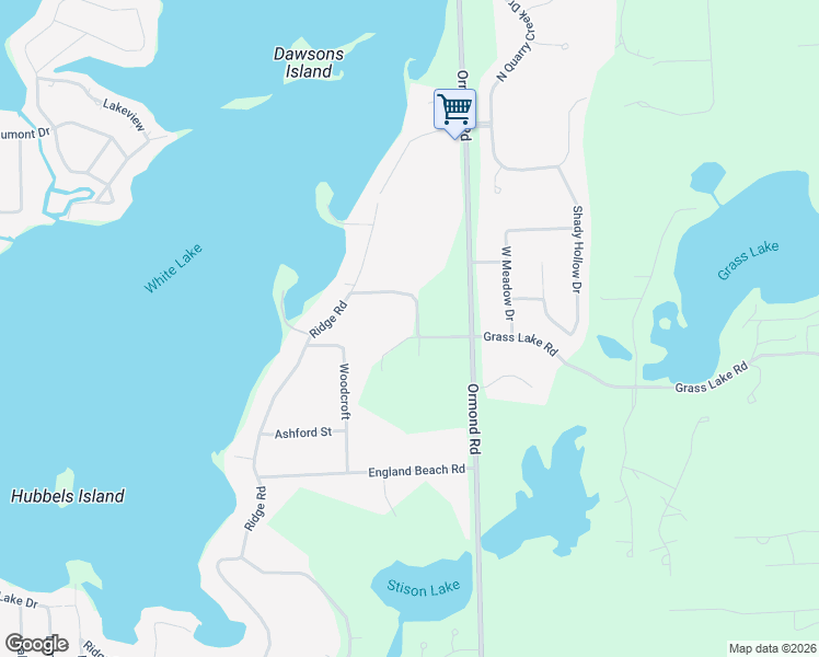 map of restaurants, bars, coffee shops, grocery stores, and more near 4360 Grass Lake Road in Oakland County