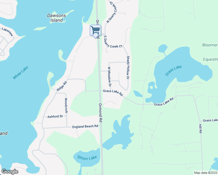 map of restaurants, bars, coffee shops, grocery stores, and more near 4576 Grass Lake Road in White Lake charter Township