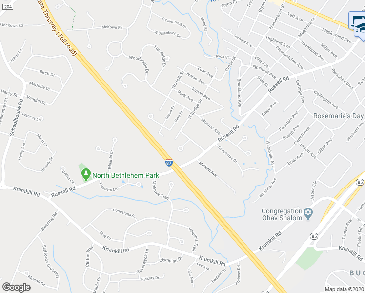 map of restaurants, bars, coffee shops, grocery stores, and more near 21 Eastland Circle in Albany