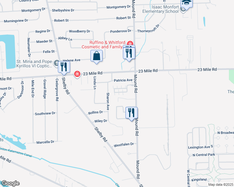 map of restaurants, bars, coffee shops, grocery stores, and more near 5319 Sharon Avenue in Macomb County
