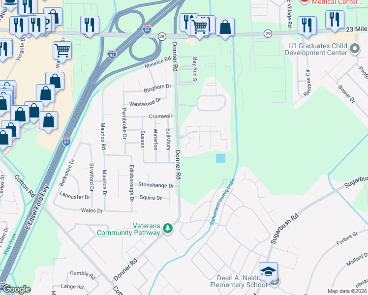 map of restaurants, bars, coffee shops, grocery stores, and more near 29352 Apple Garden Boulevard in New Baltimore