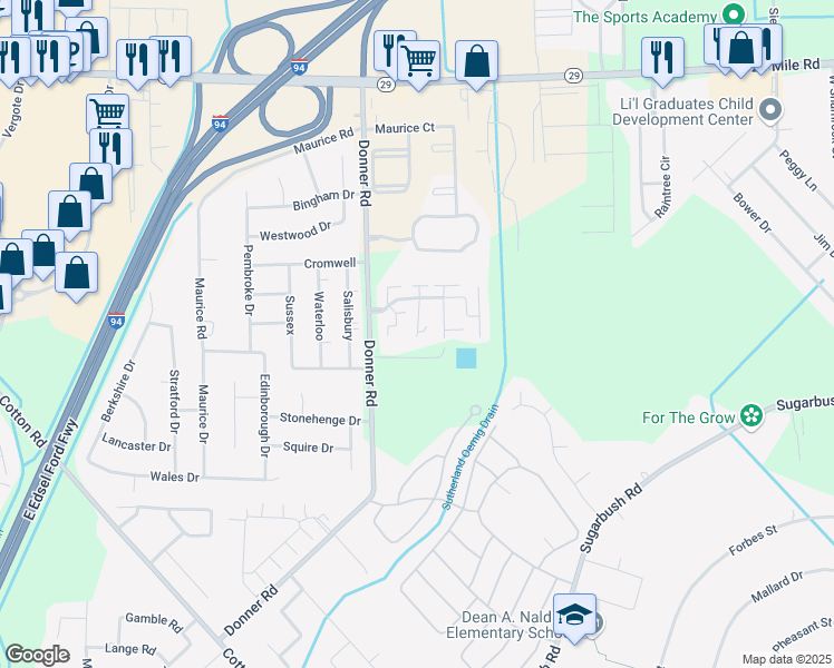 map of restaurants, bars, coffee shops, grocery stores, and more near 50013 South Angelo Court in New Baltimore