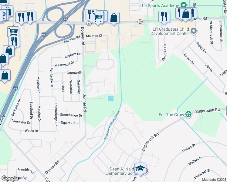 map of restaurants, bars, coffee shops, grocery stores, and more near 50037 South Jimmy Court in New Baltimore