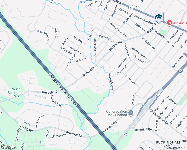 map of restaurants, bars, coffee shops, grocery stores, and more near 6 Knights Way in Albany