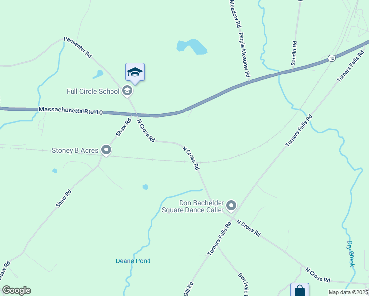 map of restaurants, bars, coffee shops, grocery stores, and more near 60 Gill Road in Bernardston