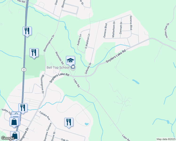 map of restaurants, bars, coffee shops, grocery stores, and more near 4 Zelenke Drive in Wynantskill