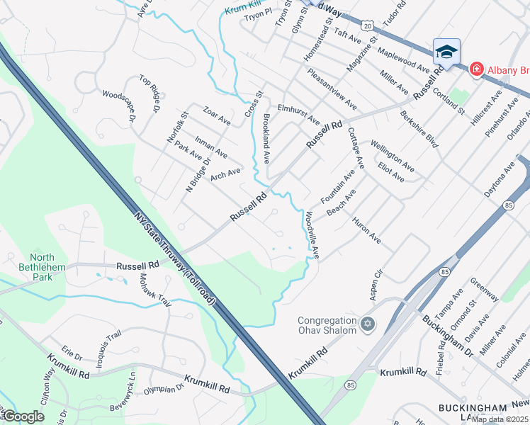 map of restaurants, bars, coffee shops, grocery stores, and more near 6 Knights Way in Albany