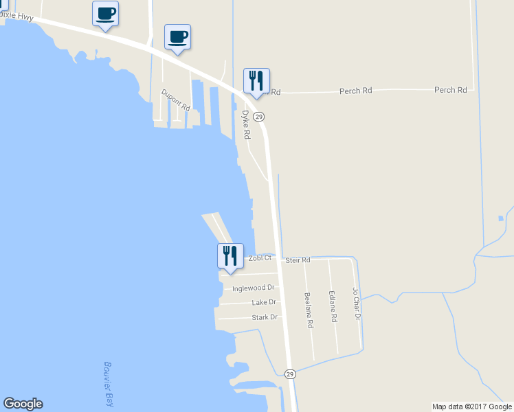 map of restaurants, bars, coffee shops, grocery stores, and more near 7585 Dyke Road in St. Clair County