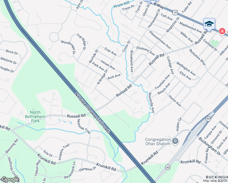 map of restaurants, bars, coffee shops, grocery stores, and more near 430 Russell Road in Albany