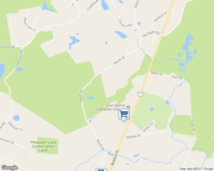 map of restaurants, bars, coffee shops, grocery stores, and more near 94 Old Right Road in Ipswich