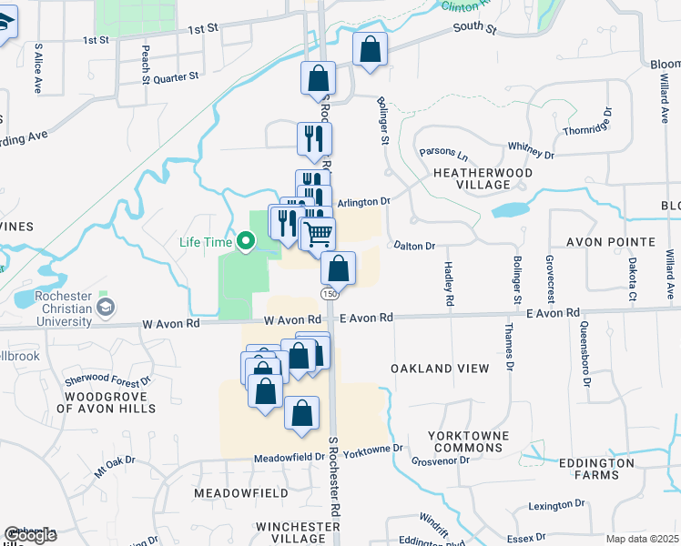 map of restaurants, bars, coffee shops, grocery stores, and more near in Rochester Hills