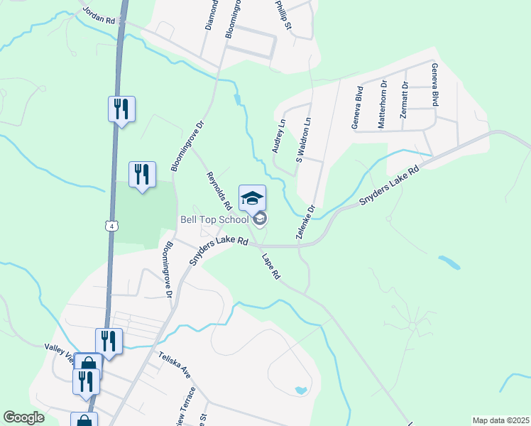 map of restaurants, bars, coffee shops, grocery stores, and more near 39 Reynolds Road in Troy