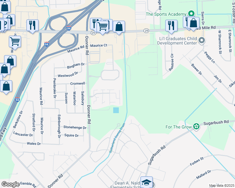 map of restaurants, bars, coffee shops, grocery stores, and more near 50013 South Jimmy Court in Chesterfield
