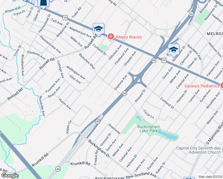 map of restaurants, bars, coffee shops, grocery stores, and more near 116 Daytona Avenue in Albany
