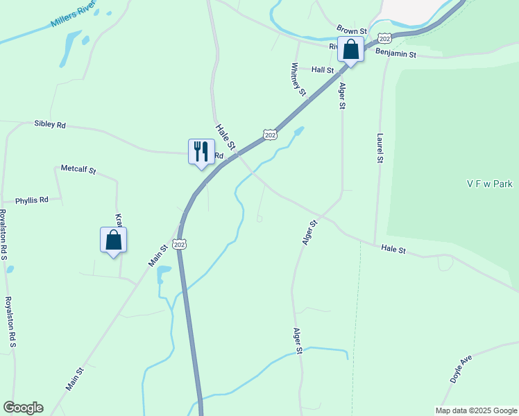 map of restaurants, bars, coffee shops, grocery stores, and more near 24 Jameson Way in Winchendon