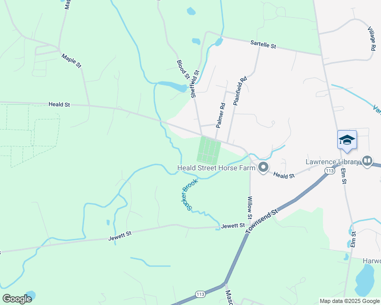 map of restaurants, bars, coffee shops, grocery stores, and more near 50 Heald Street in Pepperell