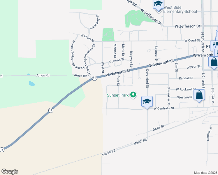 map of restaurants, bars, coffee shops, grocery stores, and more near 835 West Walworth Street in Elkhorn