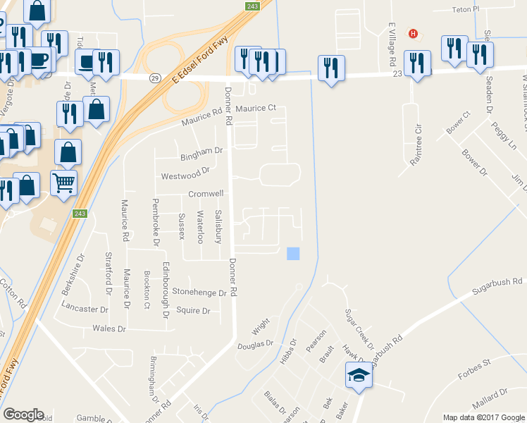 map of restaurants, bars, coffee shops, grocery stores, and more near 50152 North Angelo Court in New Baltimore