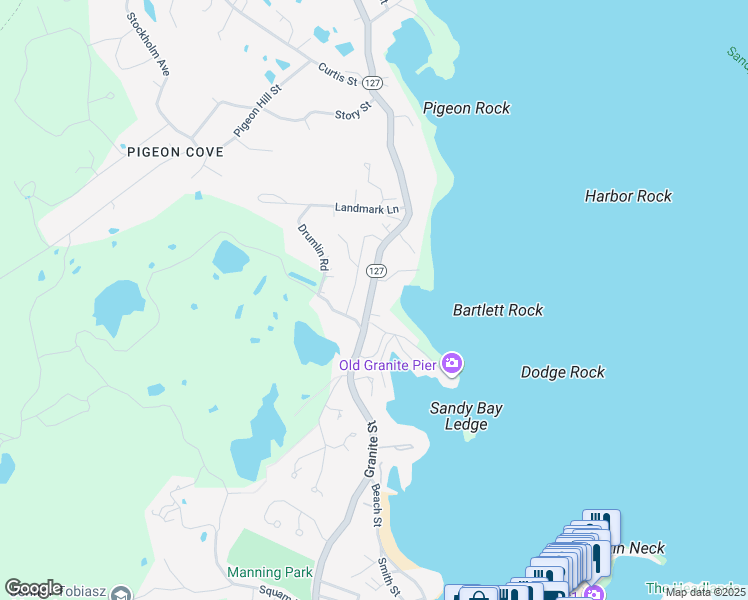 map of restaurants, bars, coffee shops, grocery stores, and more near 101 Massachusetts 127 in Rockport