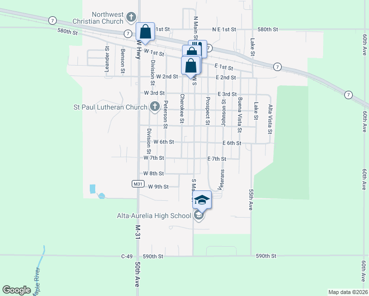map of restaurants, bars, coffee shops, grocery stores, and more near 606 Cherokee St in Alta