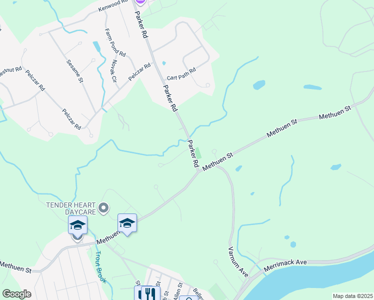 map of restaurants, bars, coffee shops, grocery stores, and more near 8 Indian Hill Road in Dracut