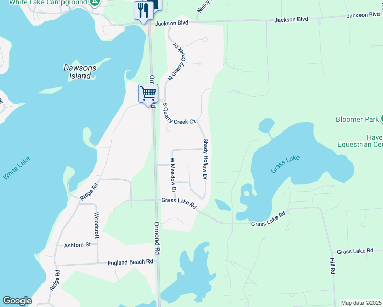 map of restaurants, bars, coffee shops, grocery stores, and more near 4646 Pasture Lane in White Lake charter Township