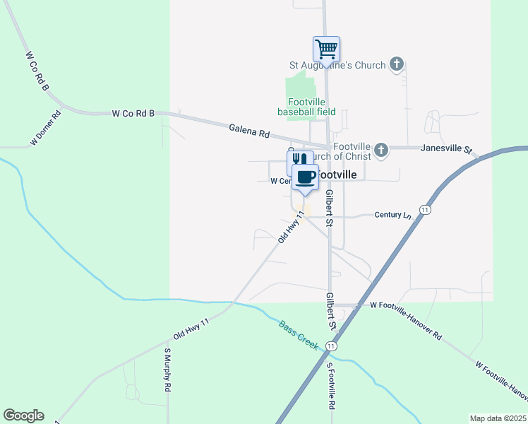 map of restaurants, bars, coffee shops, grocery stores, and more near 302 Depot Street in Footville
