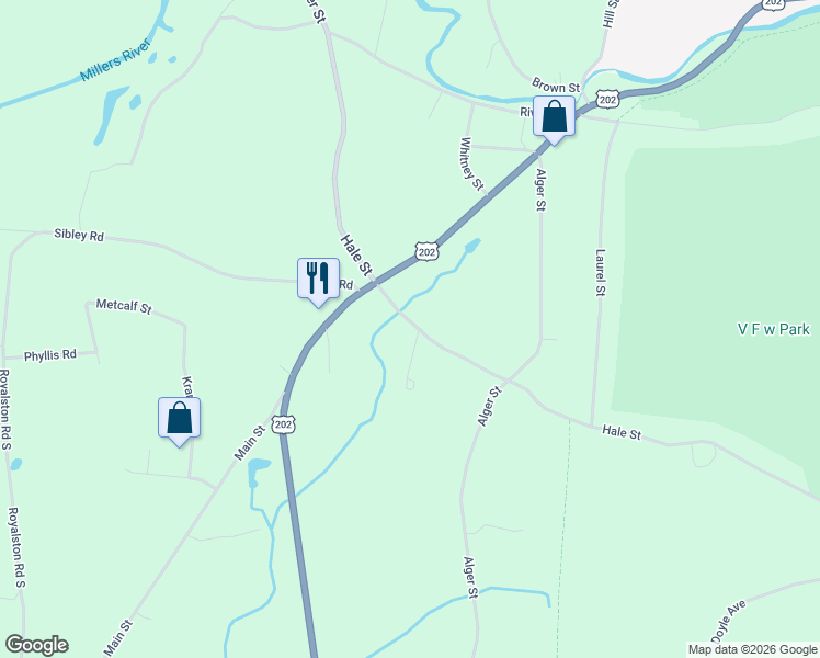 map of restaurants, bars, coffee shops, grocery stores, and more near 89 Hale Street in Winchendon