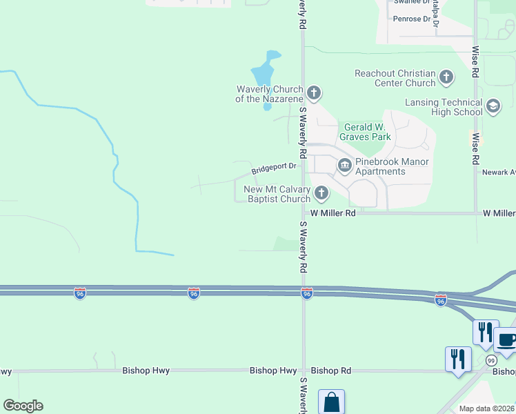 map of restaurants, bars, coffee shops, grocery stores, and more near 4011 Truxton Lane in Lansing