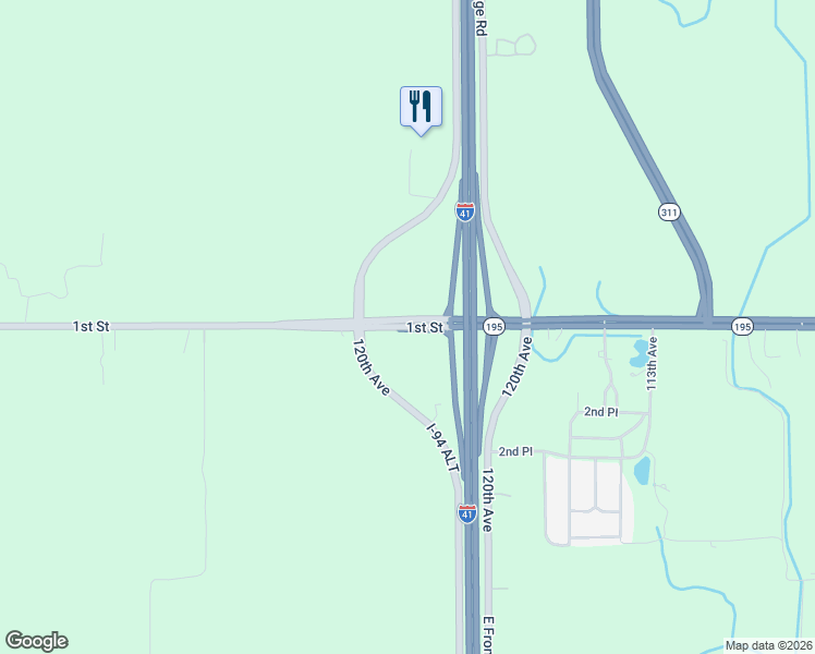 map of restaurants, bars, coffee shops, grocery stores, and more near 12811 1st Street in Sturtevant