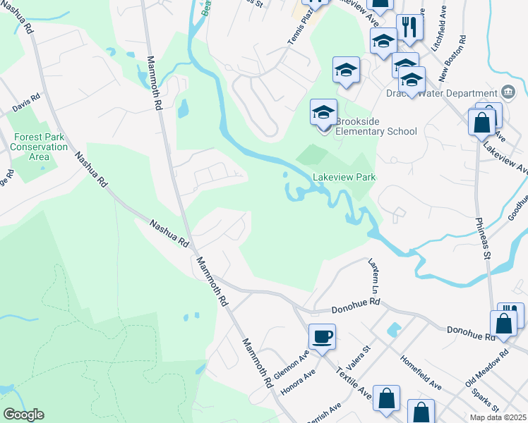 map of restaurants, bars, coffee shops, grocery stores, and more near 19 Meghan Lane in Dracut
