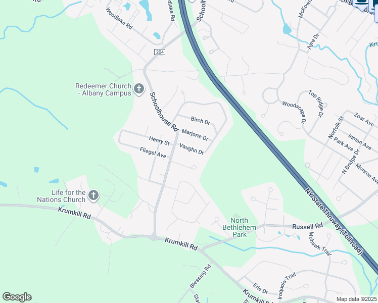 map of restaurants, bars, coffee shops, grocery stores, and more near 107 Marjorie Drive in Albany