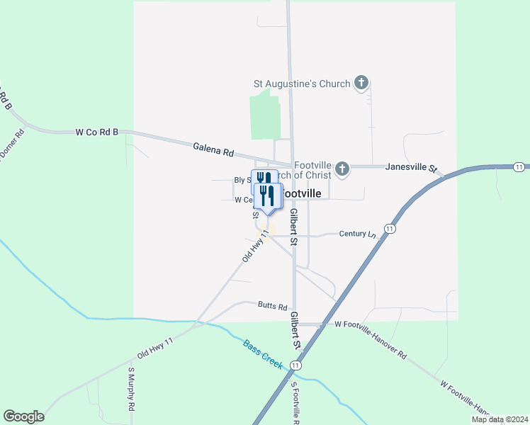 map of restaurants, bars, coffee shops, grocery stores, and more near 220 Depot Street in Footville
