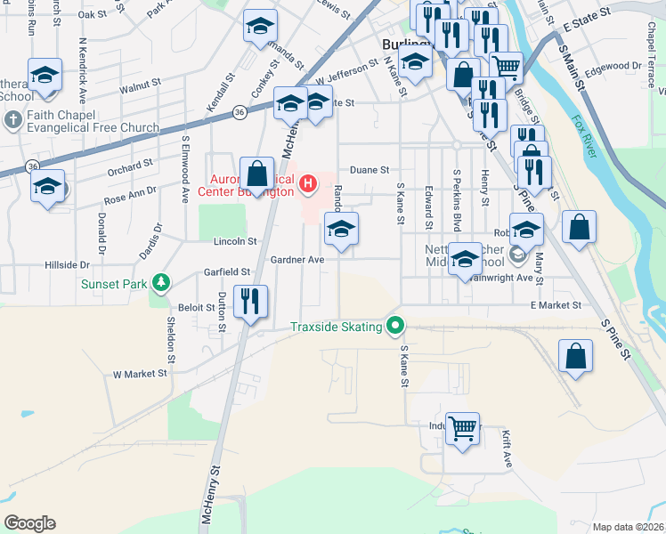 map of restaurants, bars, coffee shops, grocery stores, and more near 190 Gardner Avenue in Burlington