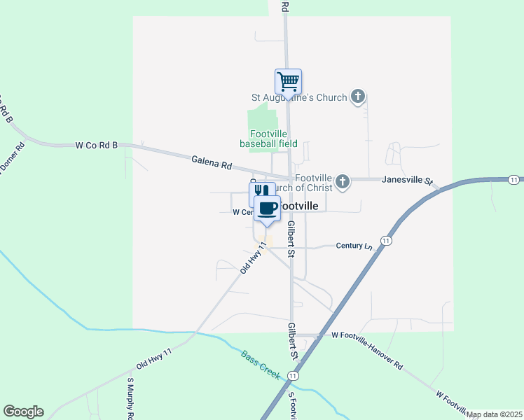 map of restaurants, bars, coffee shops, grocery stores, and more near 158 Depot Street in Footville