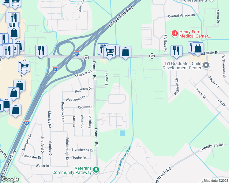 map of restaurants, bars, coffee shops, grocery stores, and more near 50283 - 50498 50282-50499 Oakview Square in New Baltimore