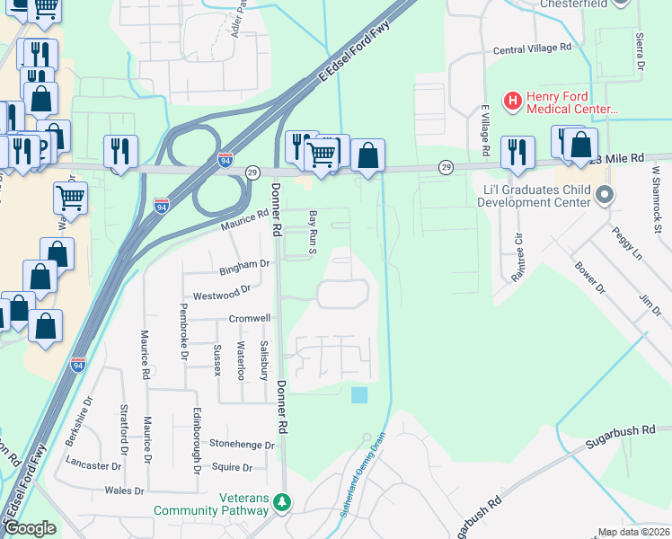 map of restaurants, bars, coffee shops, grocery stores, and more near 50283 - 50498 50282-50499 Oakview Square in New Baltimore