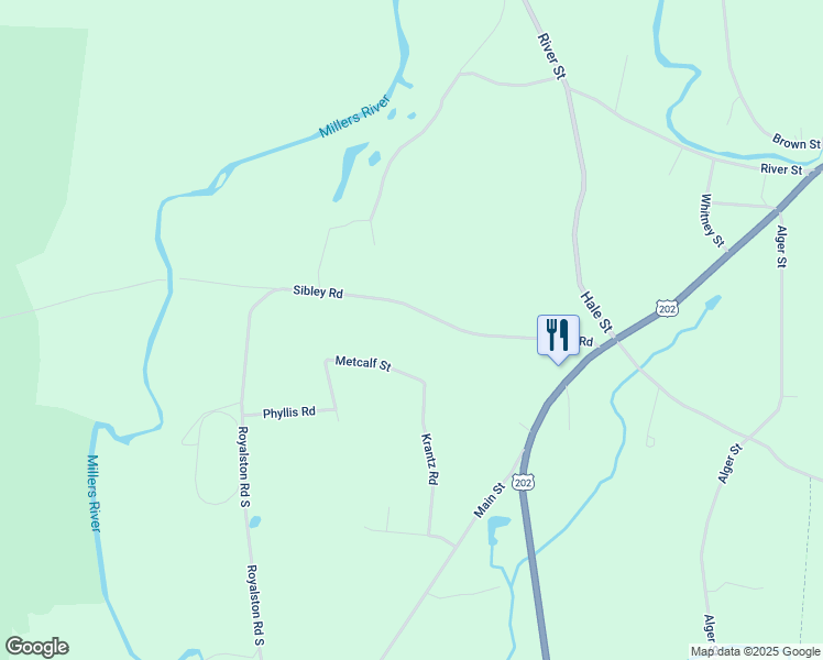 map of restaurants, bars, coffee shops, grocery stores, and more near 226 Metcalf Street in Winchendon