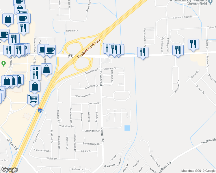 map of restaurants, bars, coffee shops, grocery stores, and more near 50412 Bay Run South in New Baltimore