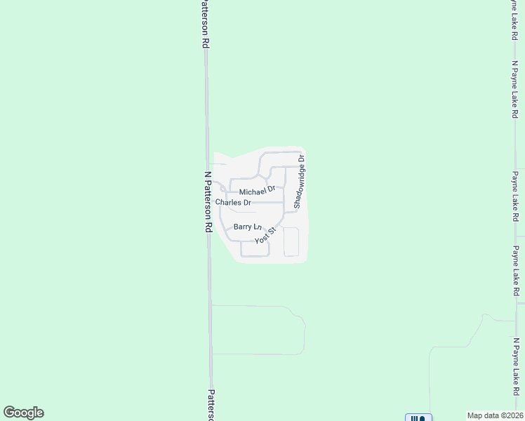 map of restaurants, bars, coffee shops, grocery stores, and more near 1330 North Patterson Road in Wayland