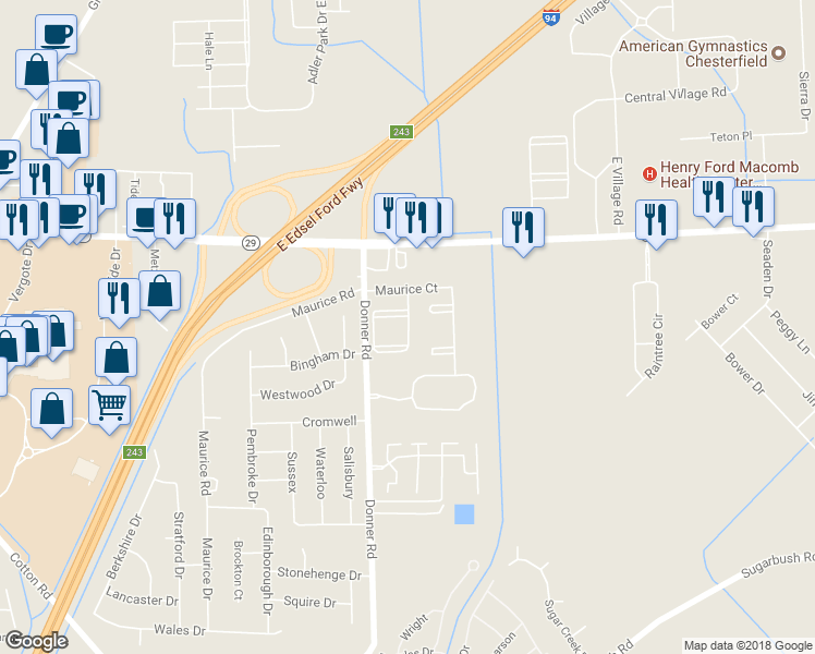 map of restaurants, bars, coffee shops, grocery stores, and more near 120 Bay Run South in New Baltimore