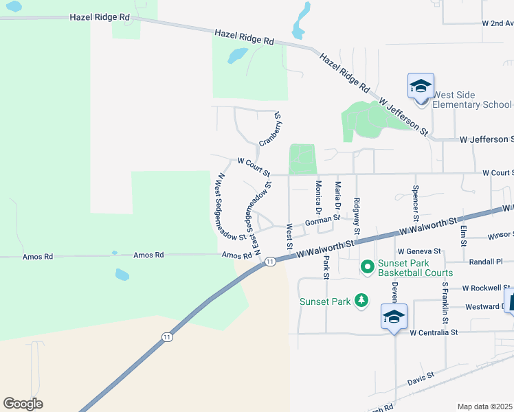 map of restaurants, bars, coffee shops, grocery stores, and more near 43 North East Sedgemeadow Street in Elkhorn