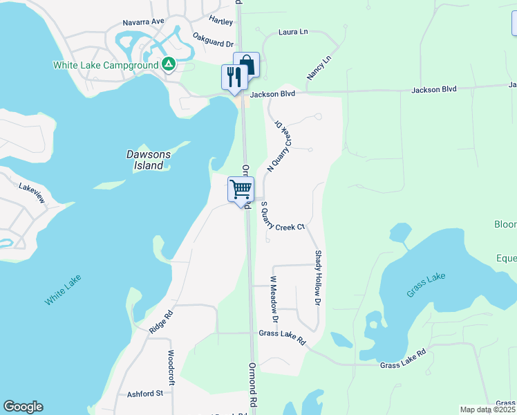 map of restaurants, bars, coffee shops, grocery stores, and more near 4584 South Quarry Creek Court in White Lake charter Township